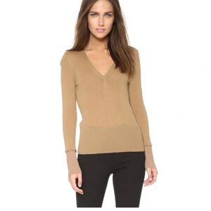 Rag & Bone Jessica Merino Wool V Neck Sweater Size XS Carmel
